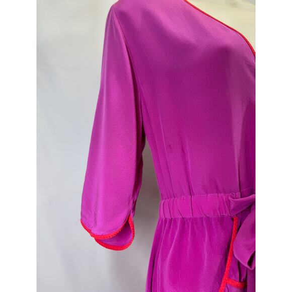 BCBG Max Azria Mandy Fuchsia Silk Shirt Dress with Pockets - Size XS - Picture 7 of 14